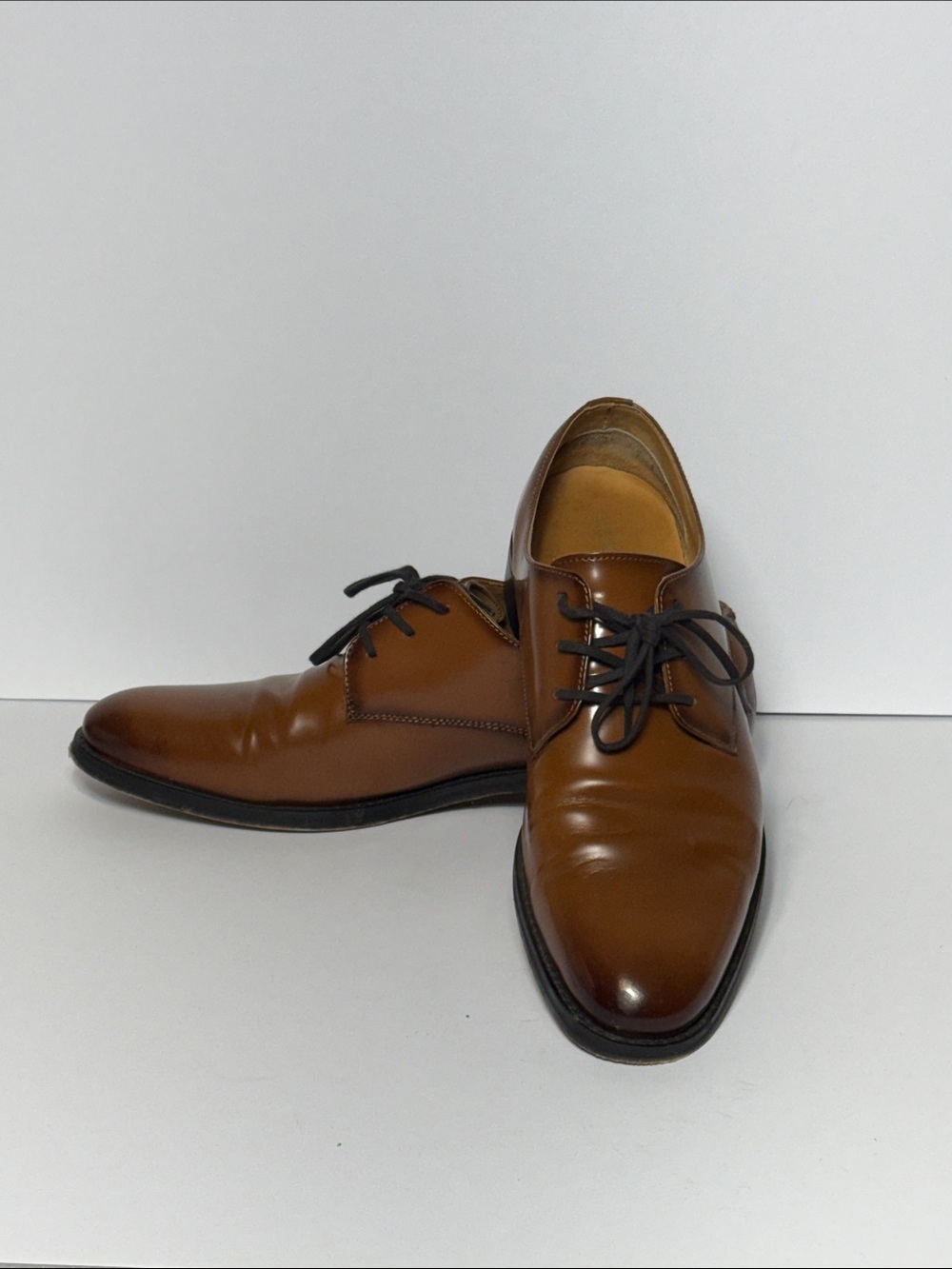Express Men's Brown Leather Dress Shoes - Classic Lace-Up